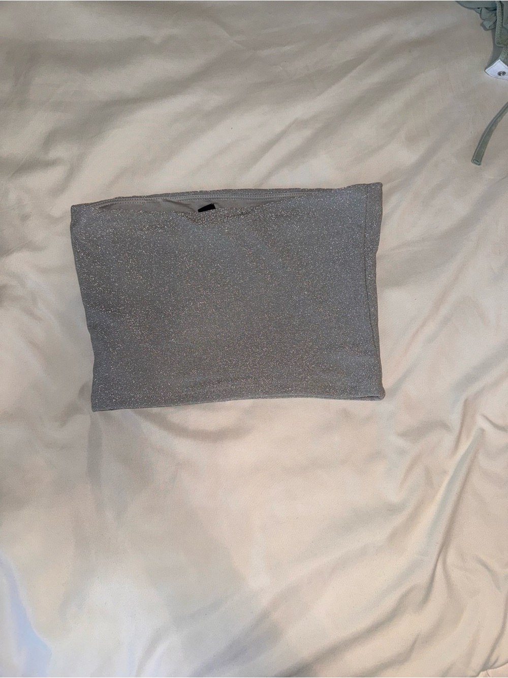 Forever 21 Silver Glitter Strapless Crop Top